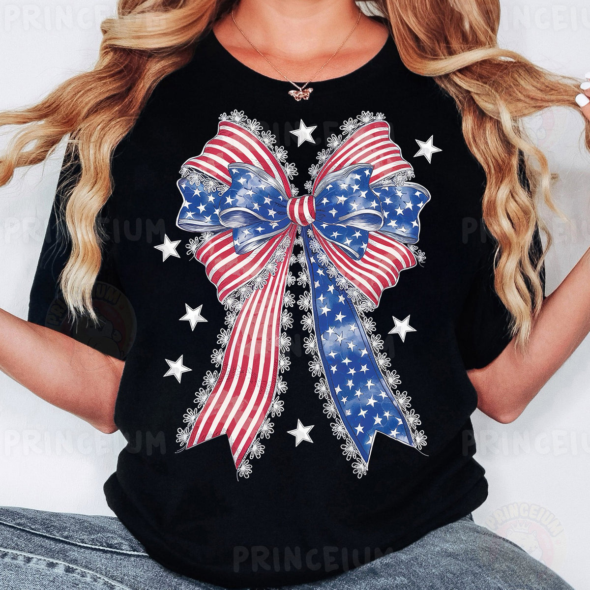 Coquette American Flag Bow