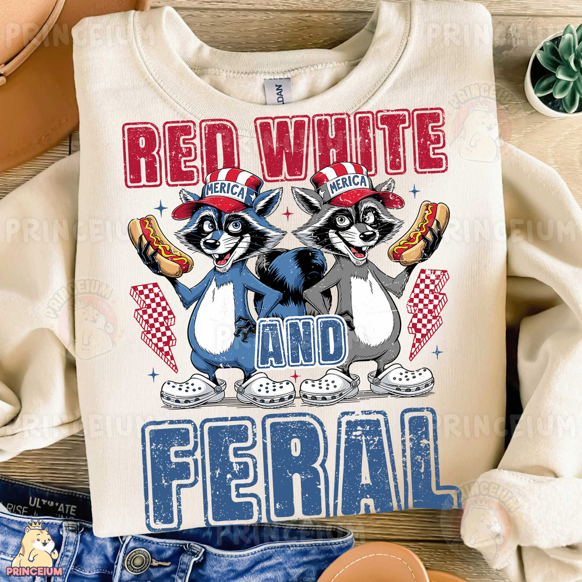 a couple of racoons that are on a shirt