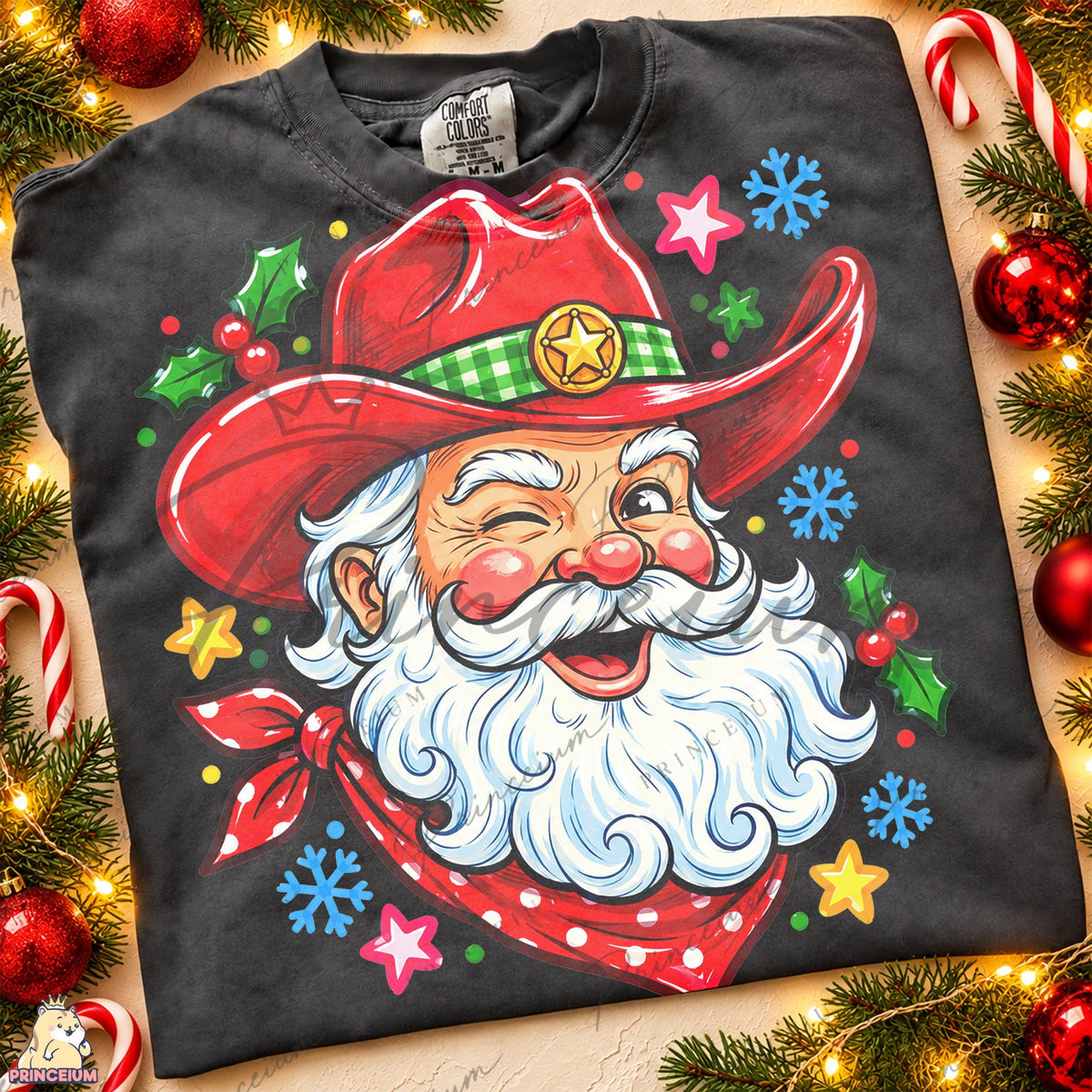 Winking Cowboy Santa
