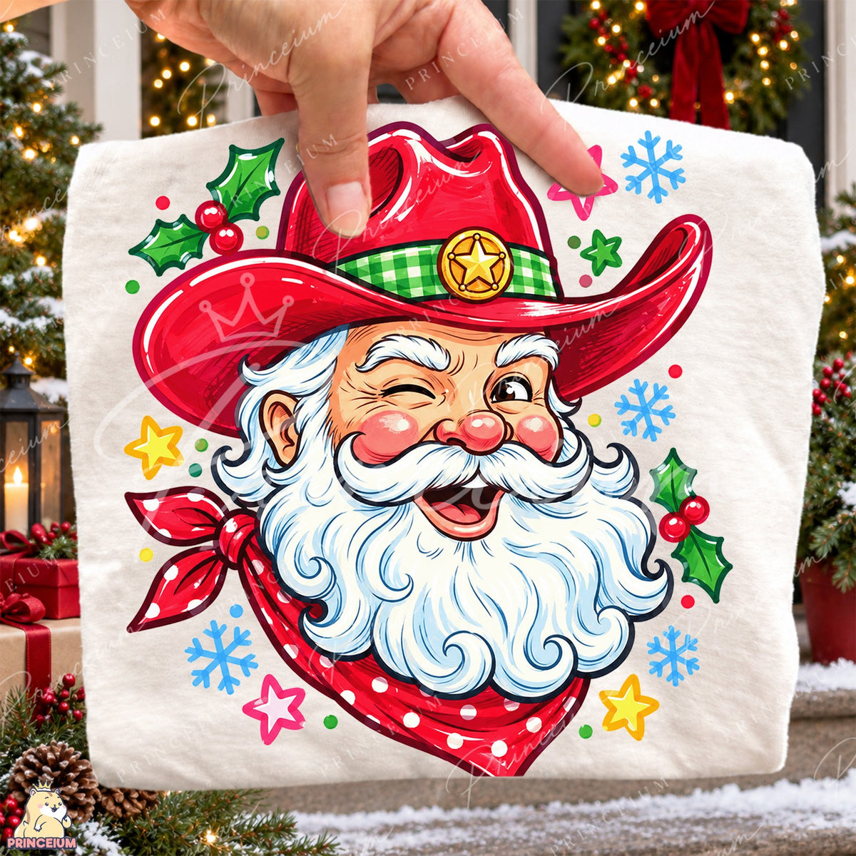 Winking Cowboy Santa