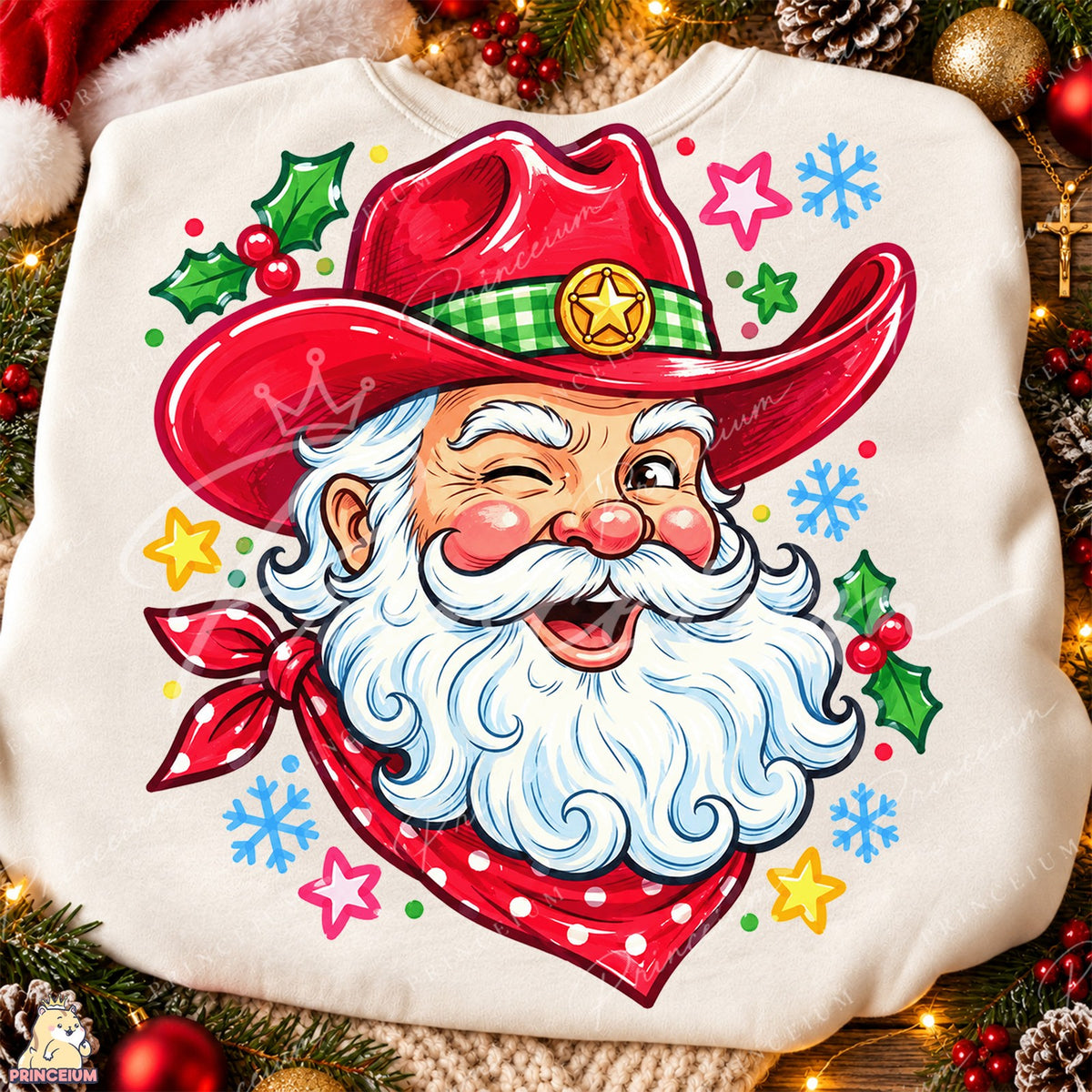 Winking Cowboy Santa