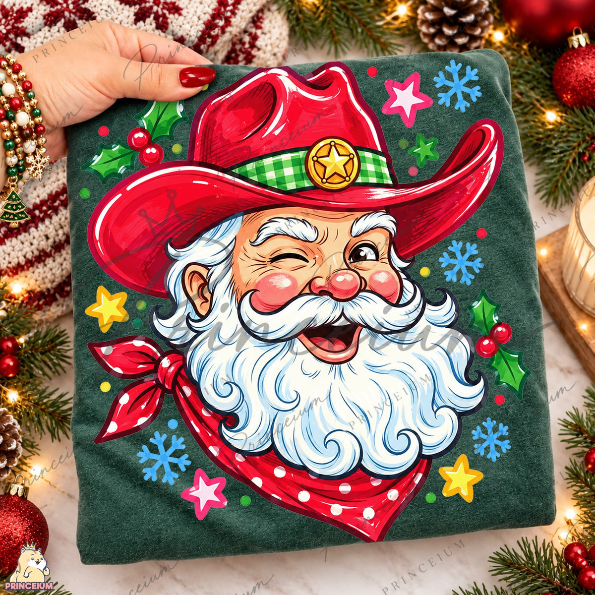 Winking Cowboy Santa