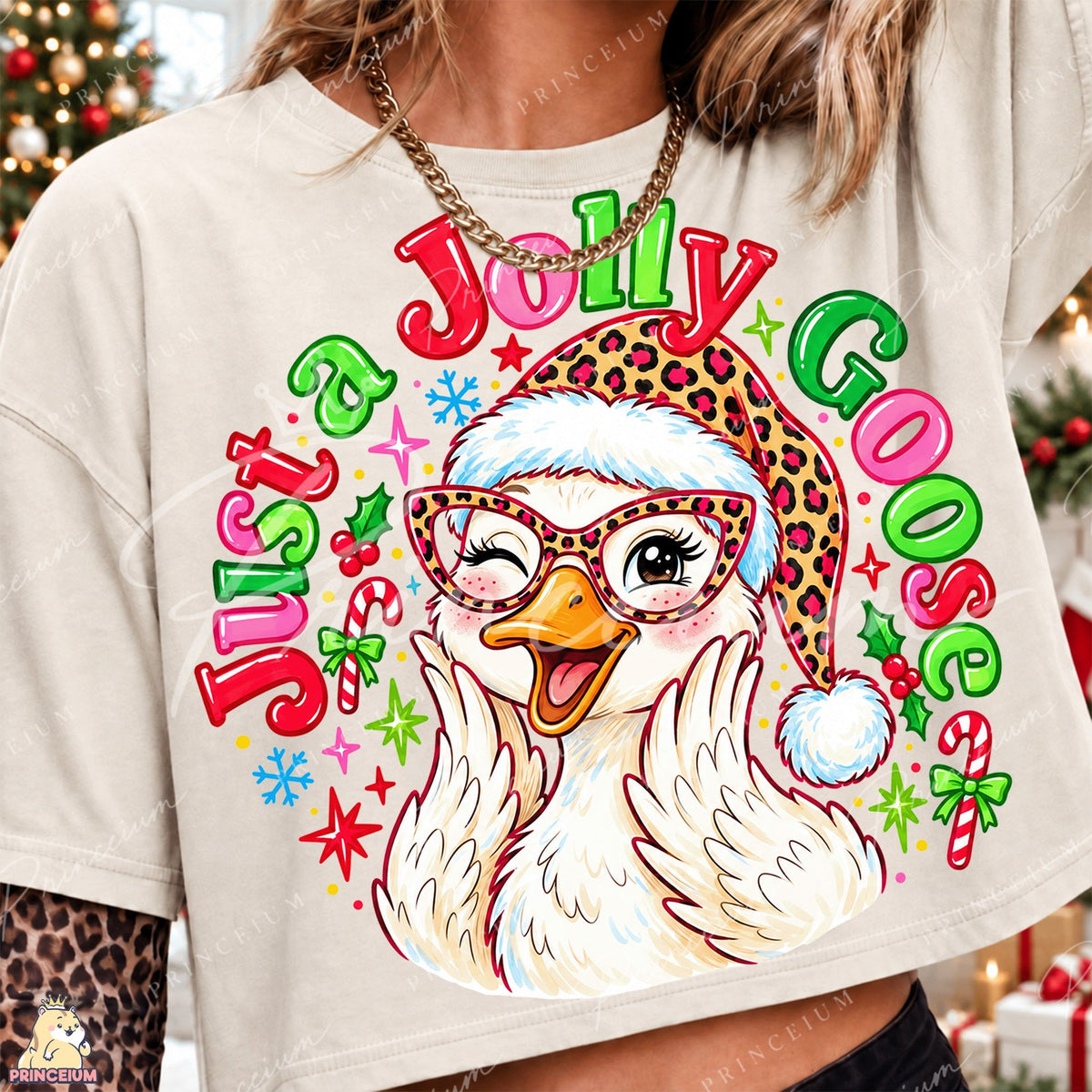 Winking Leopard Santa Goose