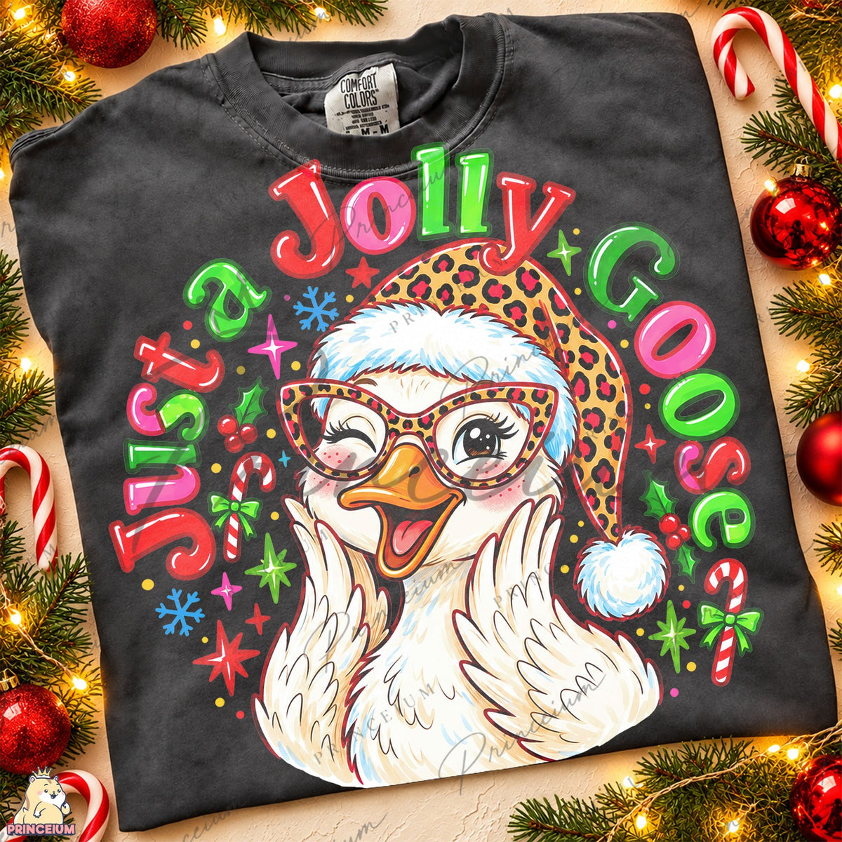 Winking Leopard Santa Goose