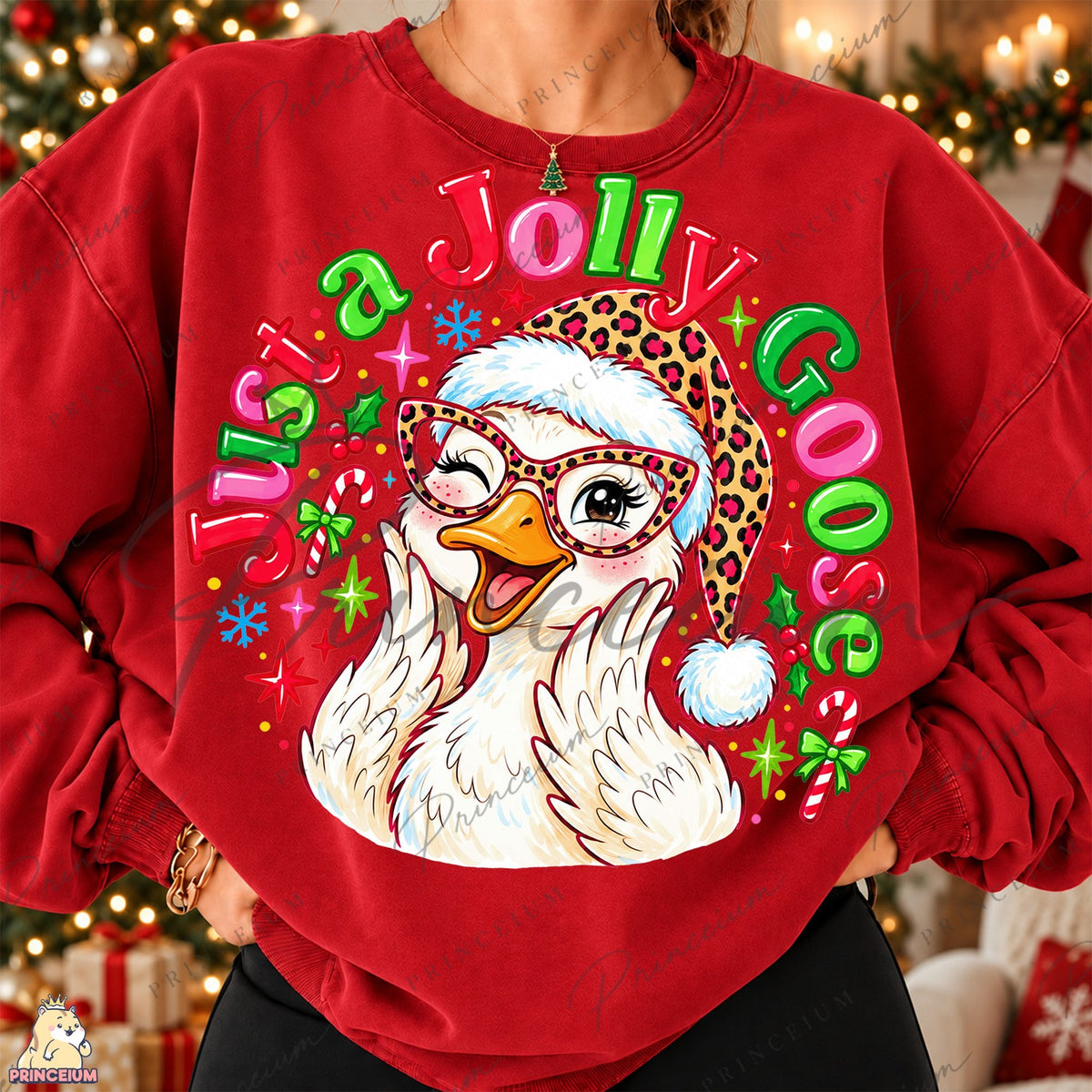 Winking Leopard Santa Goose
