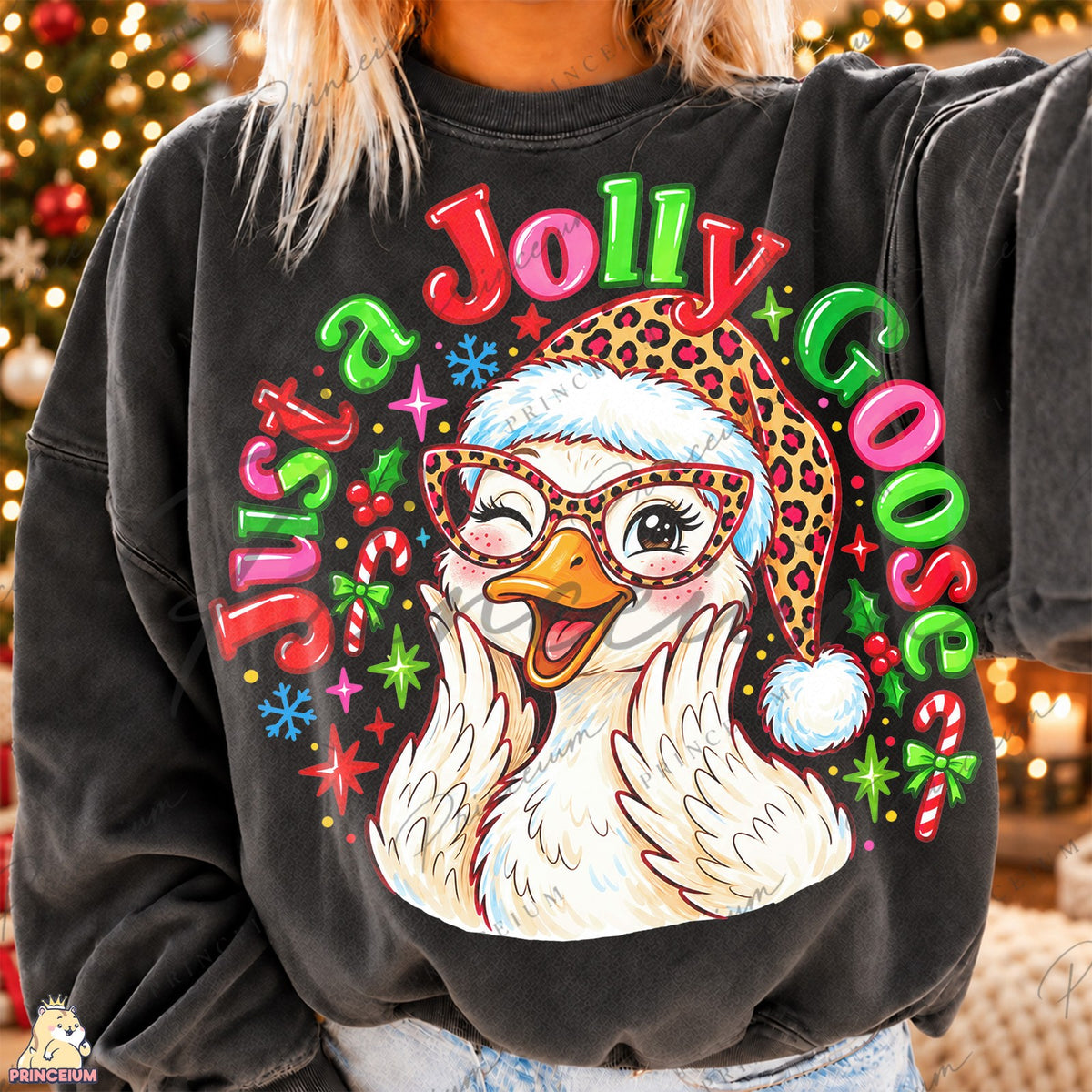 Winking Leopard Santa Goose