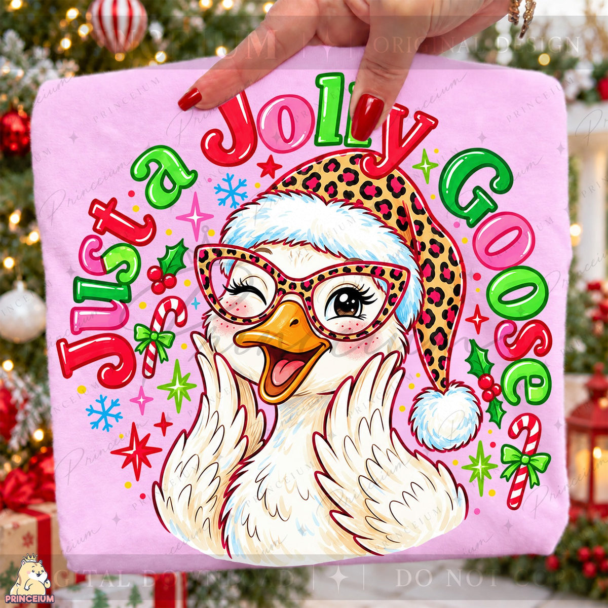 Winking Leopard Santa Goose
