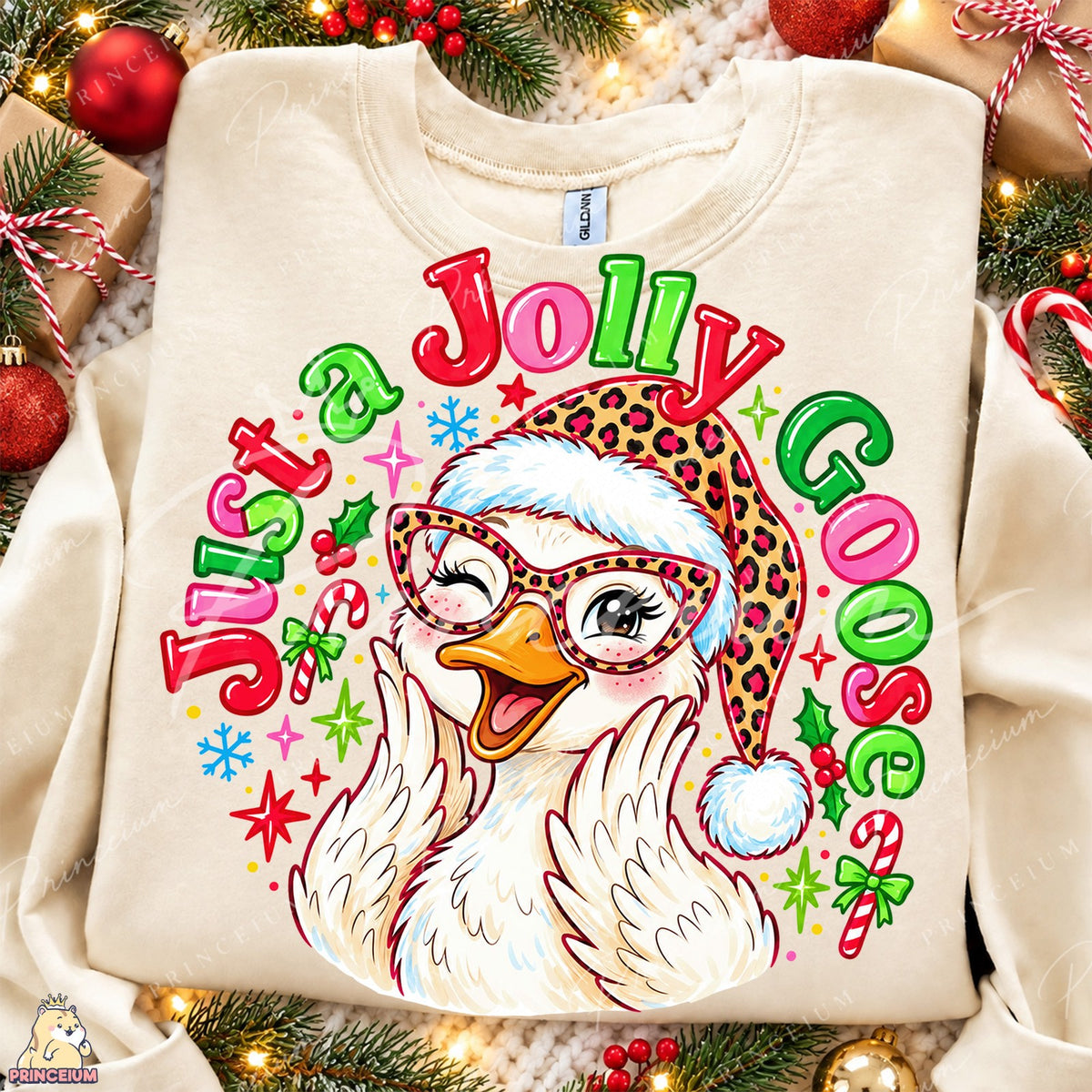 Winking Leopard Santa Goose