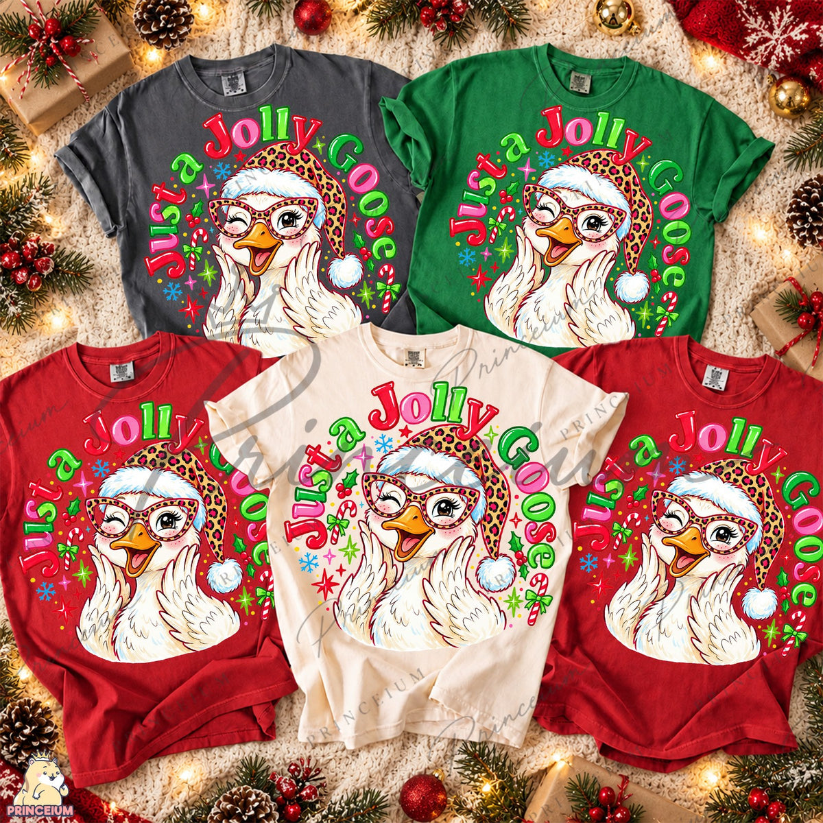 Winking Leopard Santa Goose