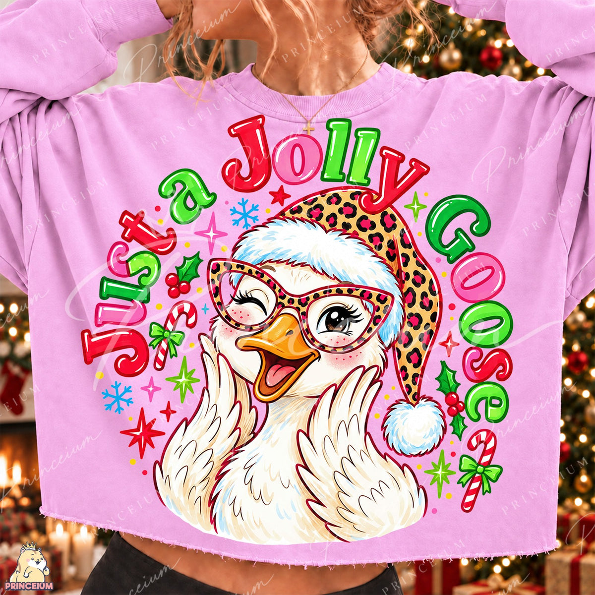 Winking Leopard Santa Goose