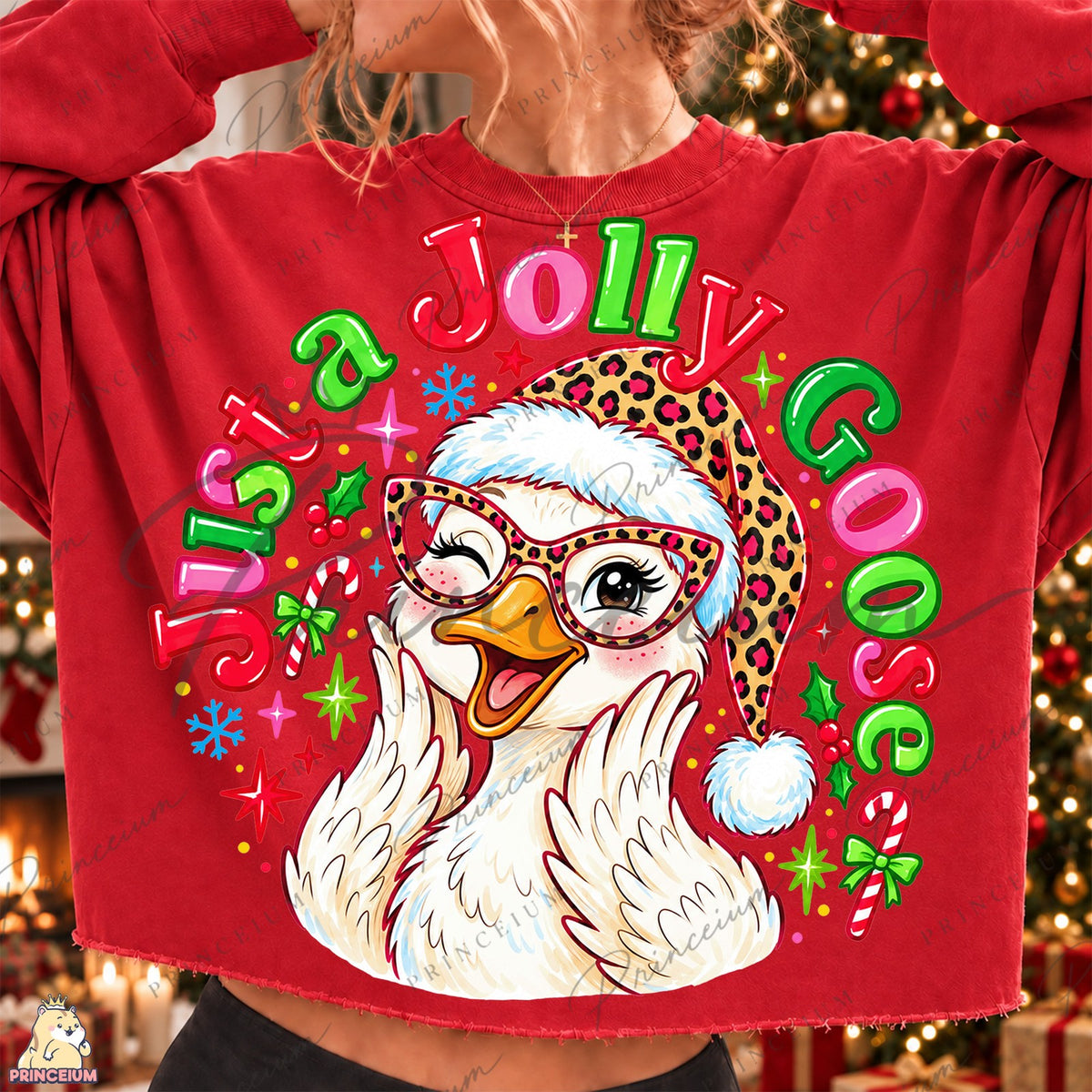 Winking Leopard Santa Goose