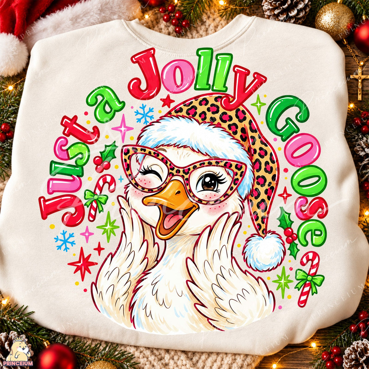 Winking Leopard Santa Goose