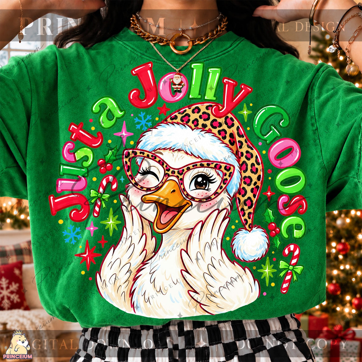 Winking Leopard Santa Goose