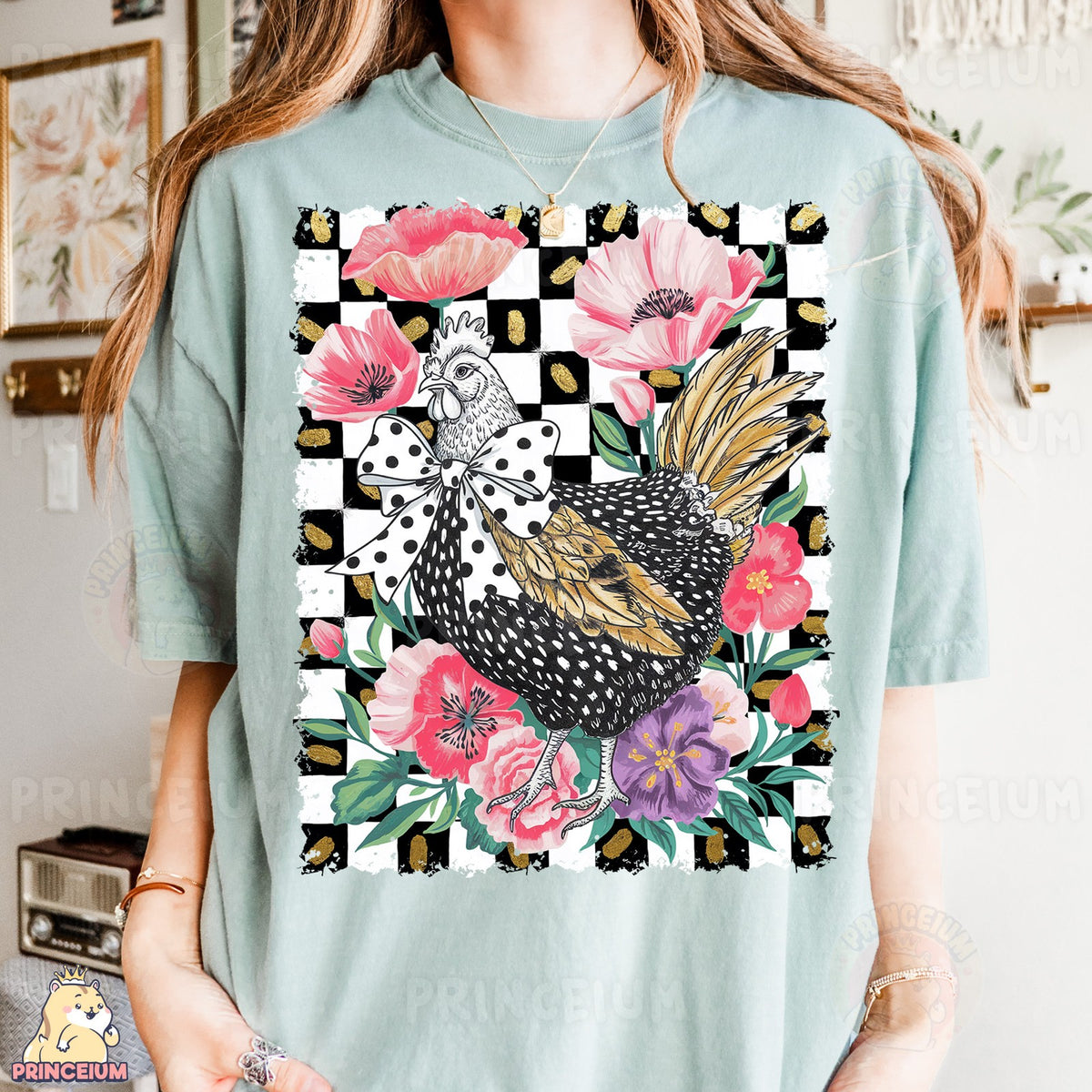 Floral Checkered Chicken