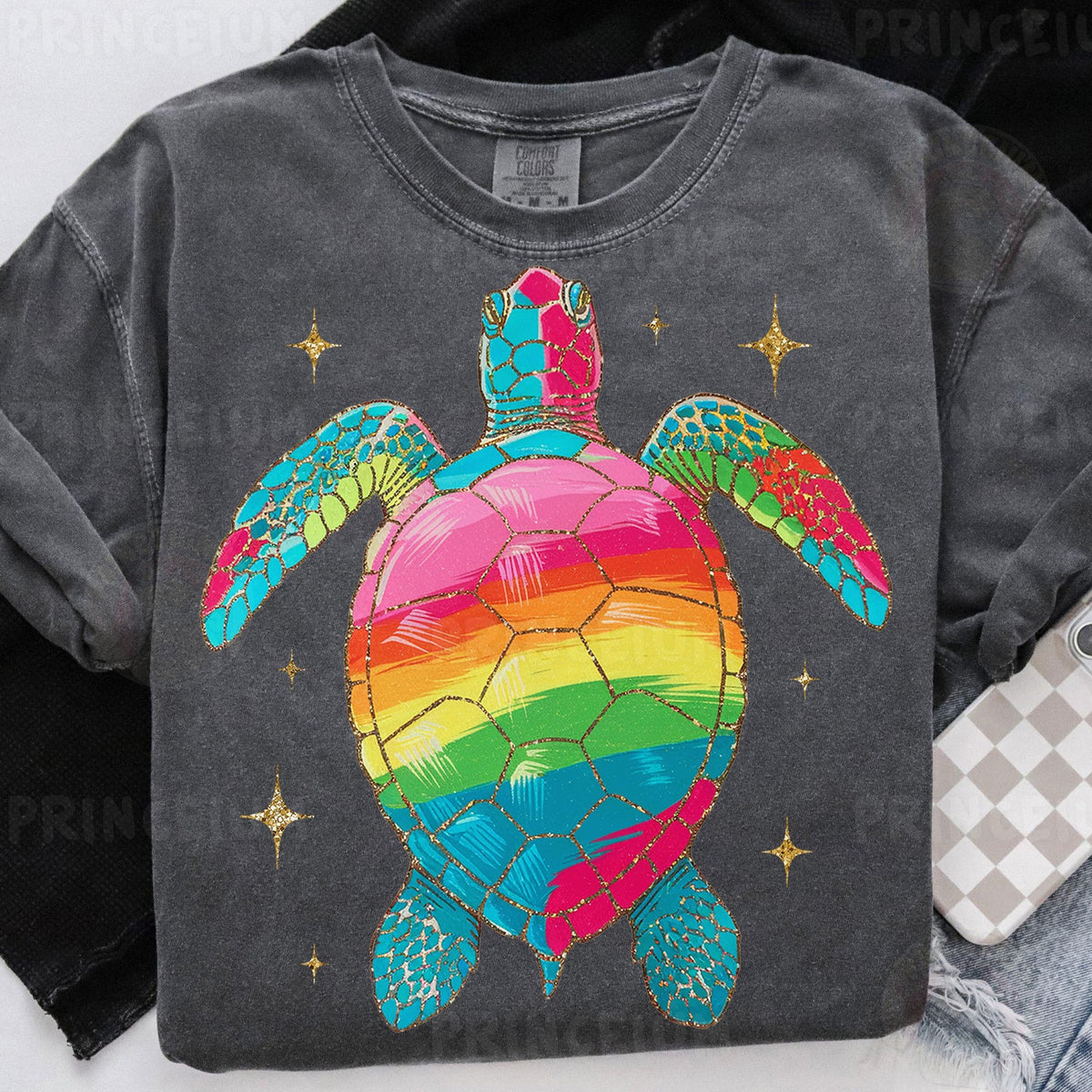 Rainbow Glitter Sea Turtle