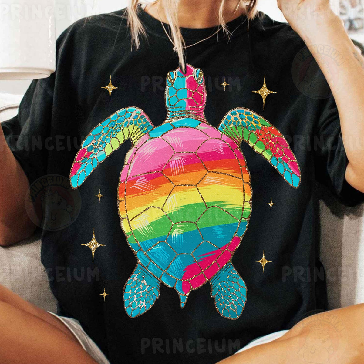 Rainbow Glitter Sea Turtle