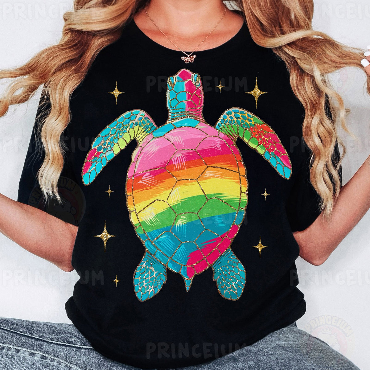 Rainbow Glitter Sea Turtle