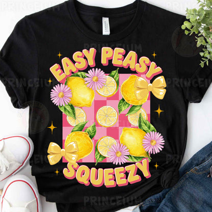 a t - shirt that says easy peasy with lemons and daisies