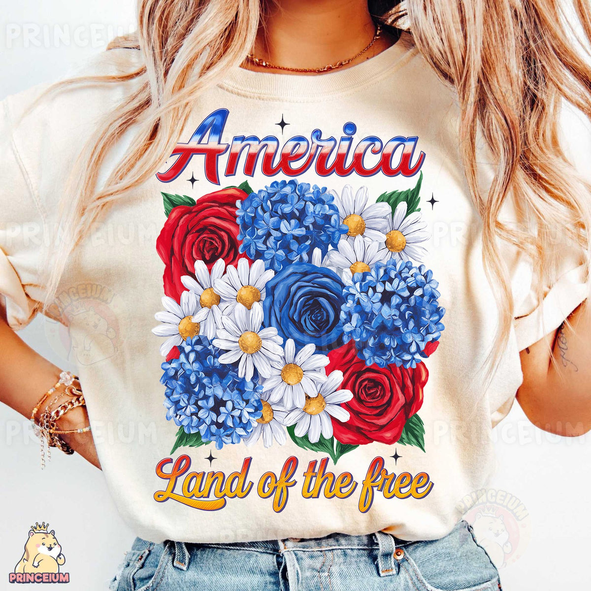 Patriotic Floral America Land of the Free