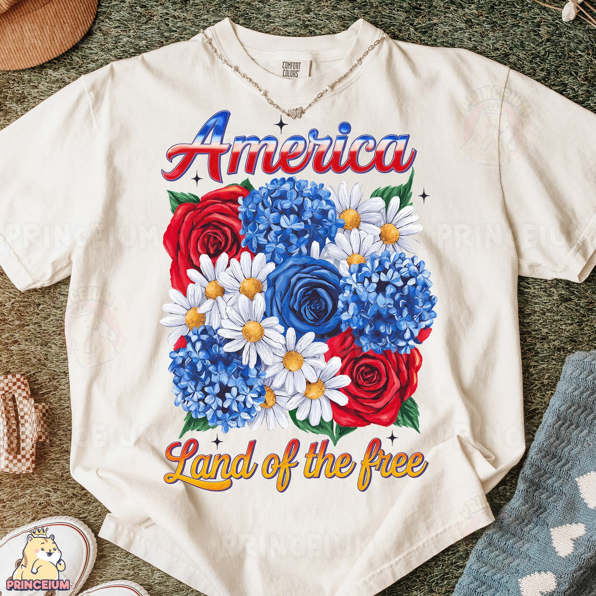 Patriotic Floral America Land of the Free