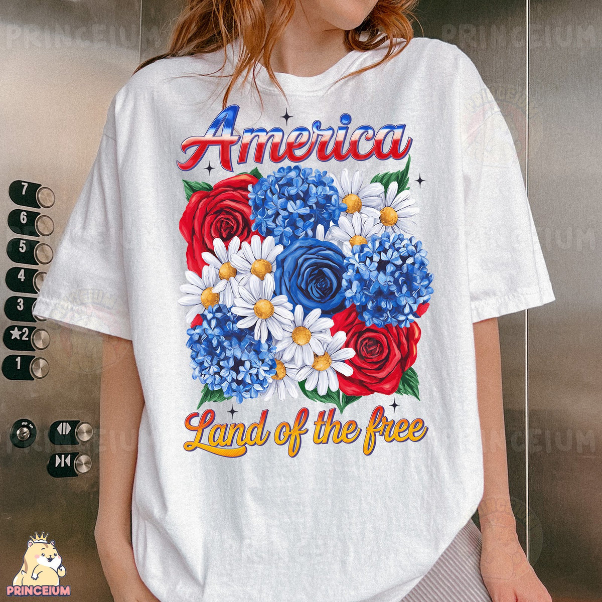 Patriotic Floral America Land of the Free