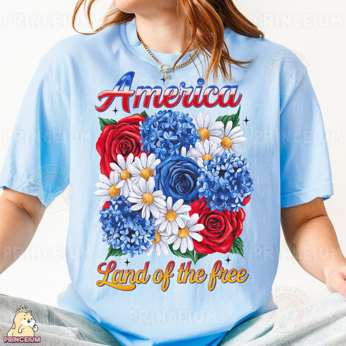 Patriotic Floral America Land of the Free