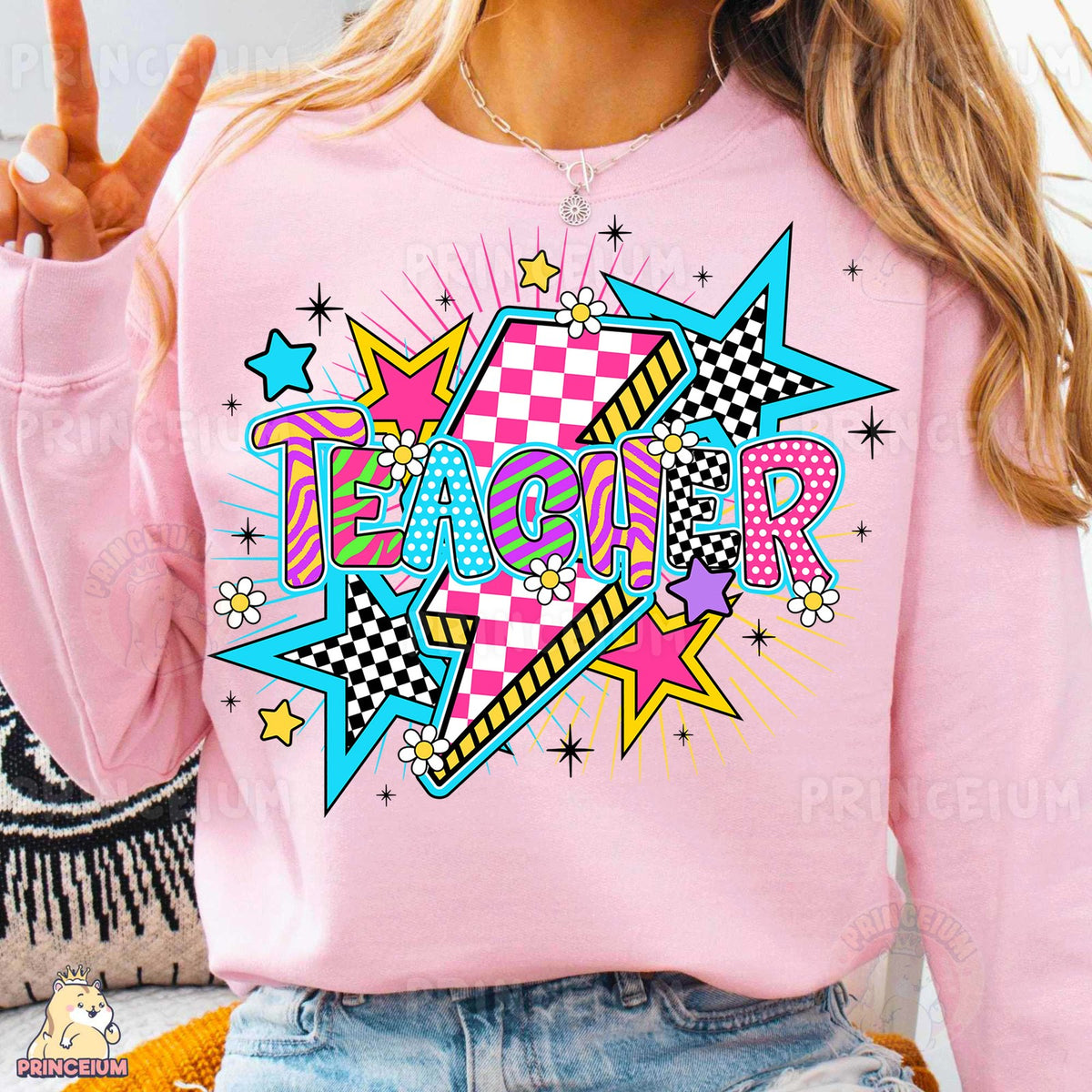 Retro Pop Teacher Lightning Bolt