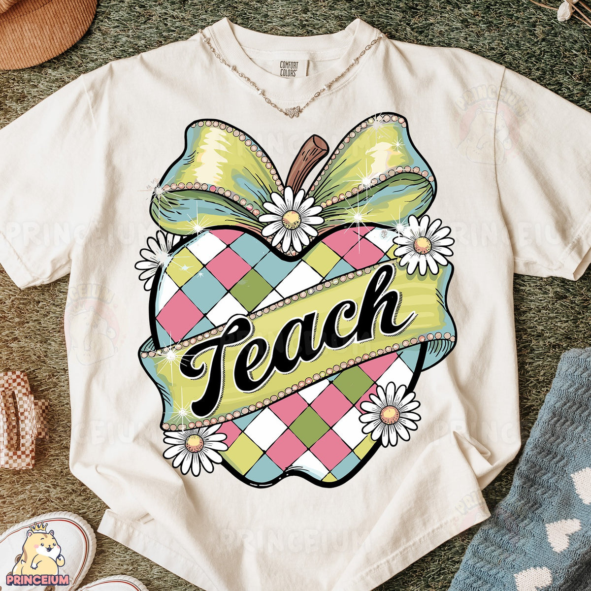 Preppy Argyle Apple Teach