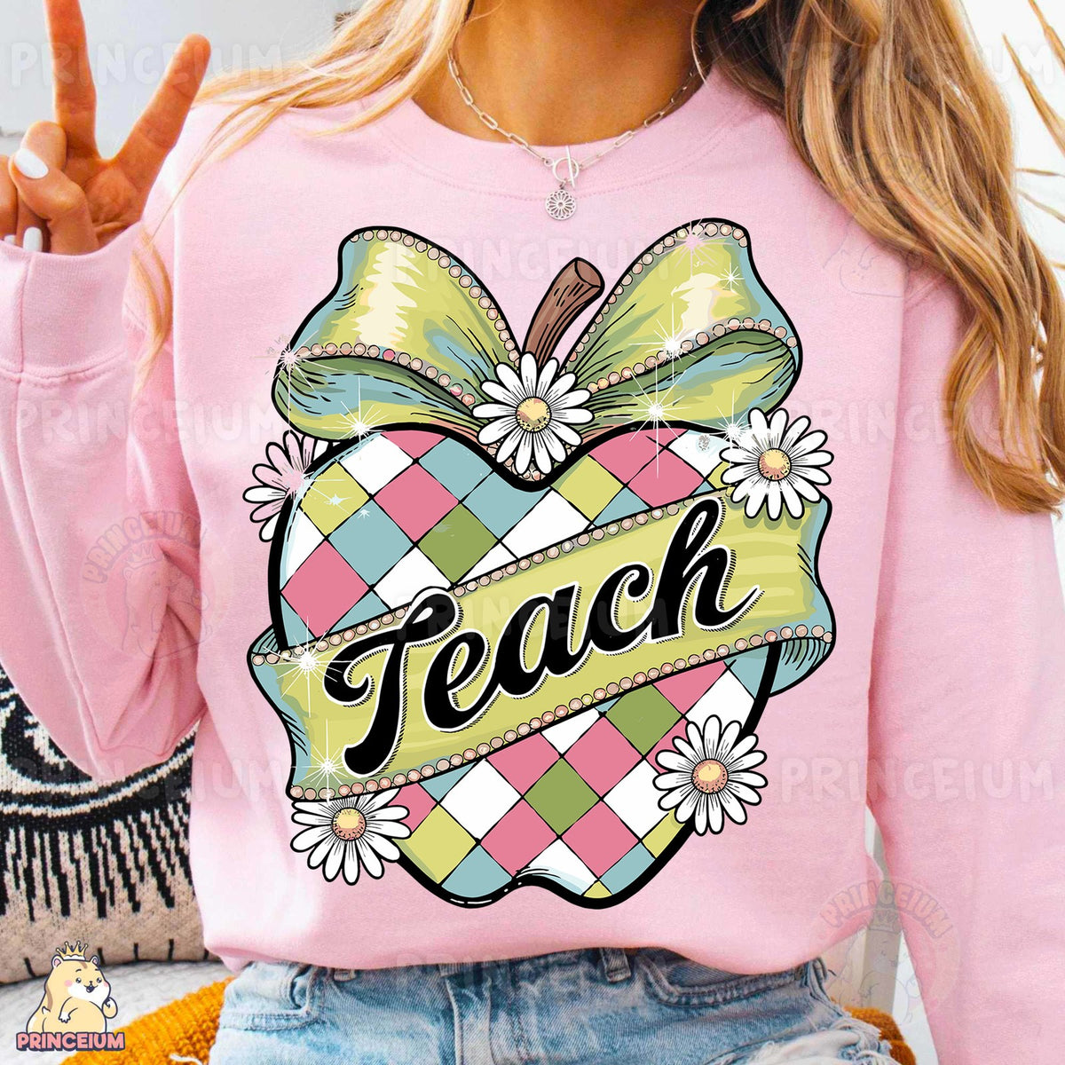 Preppy Argyle Apple Teach
