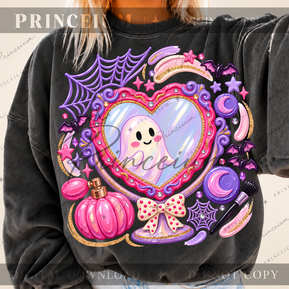 Ghost Mirror Halloween PNG – Pink & Purple Coquette Design | Digital Download