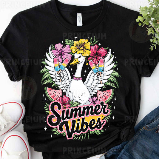 a black t - shirt with a watermelon and flowers on it