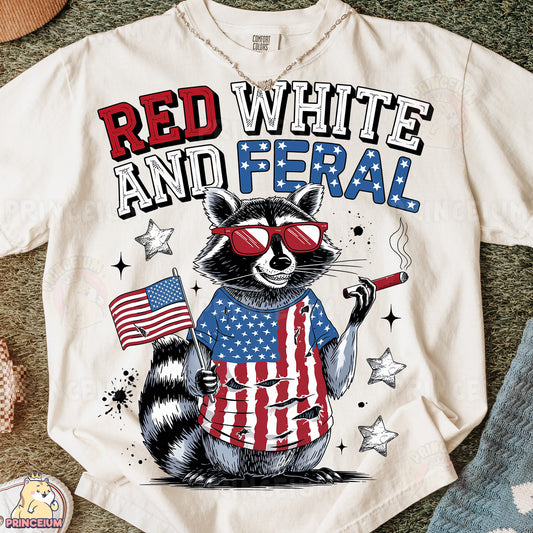 a raccoon wearing sunglasses and holding an american flag