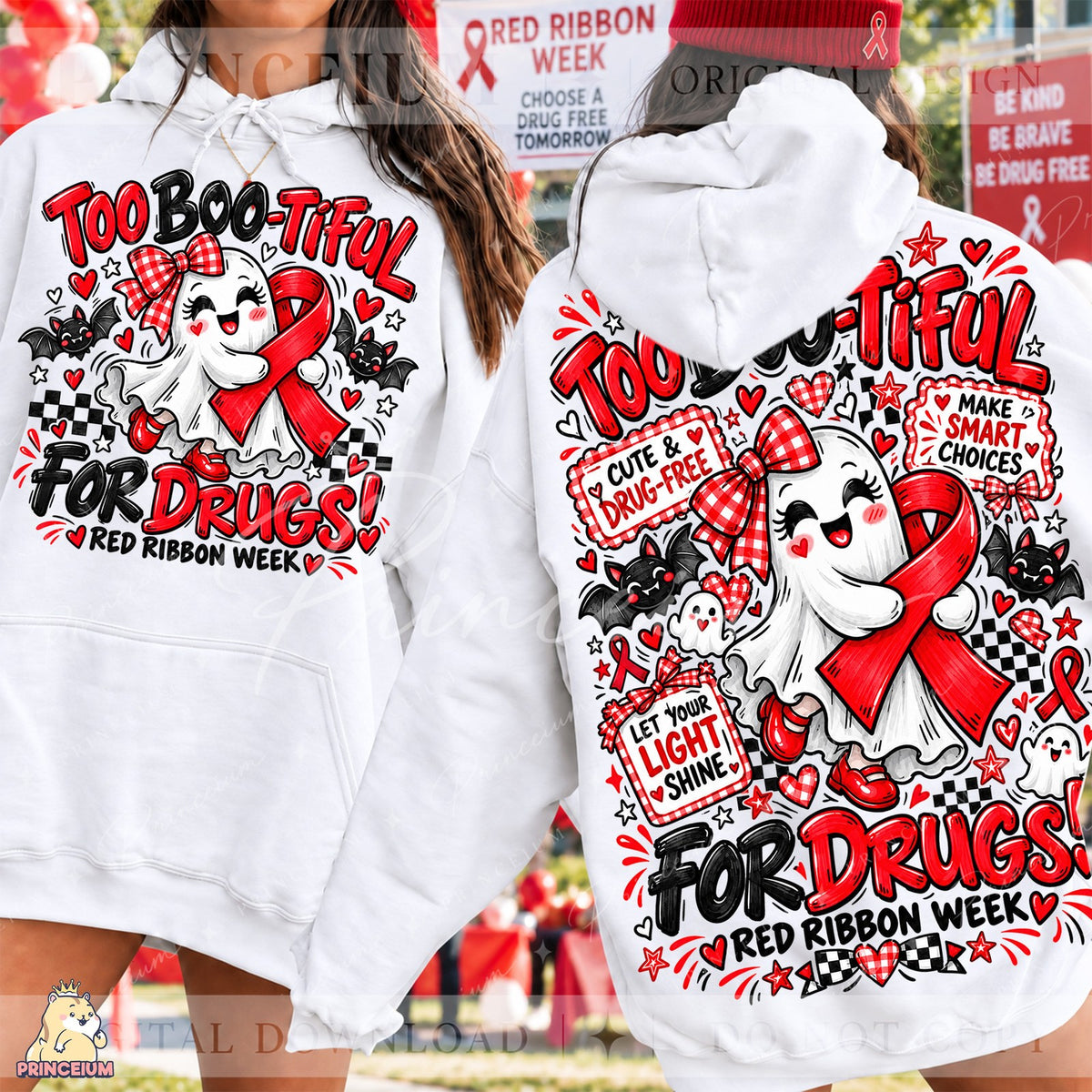 Too Boo-tiful For Drugs Front & Back Set
