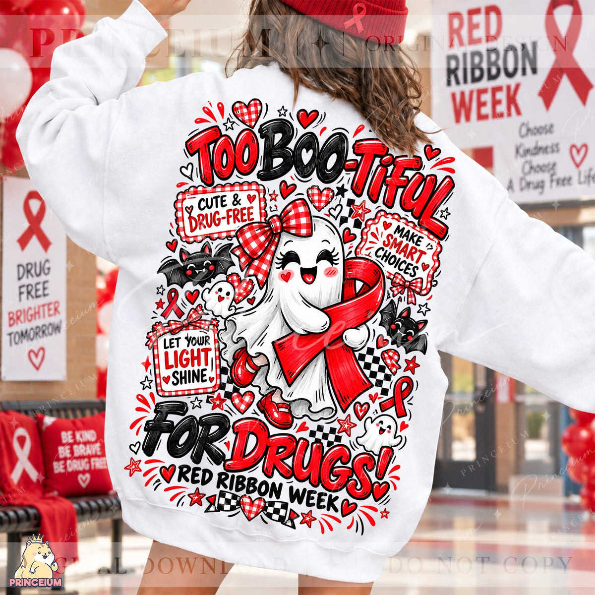 Too Boo-tiful For Drugs Front & Back Set
