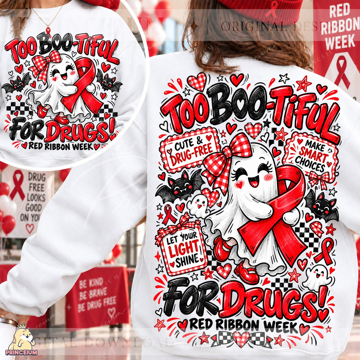 Too Boo-tiful For Drugs Front & Back Set