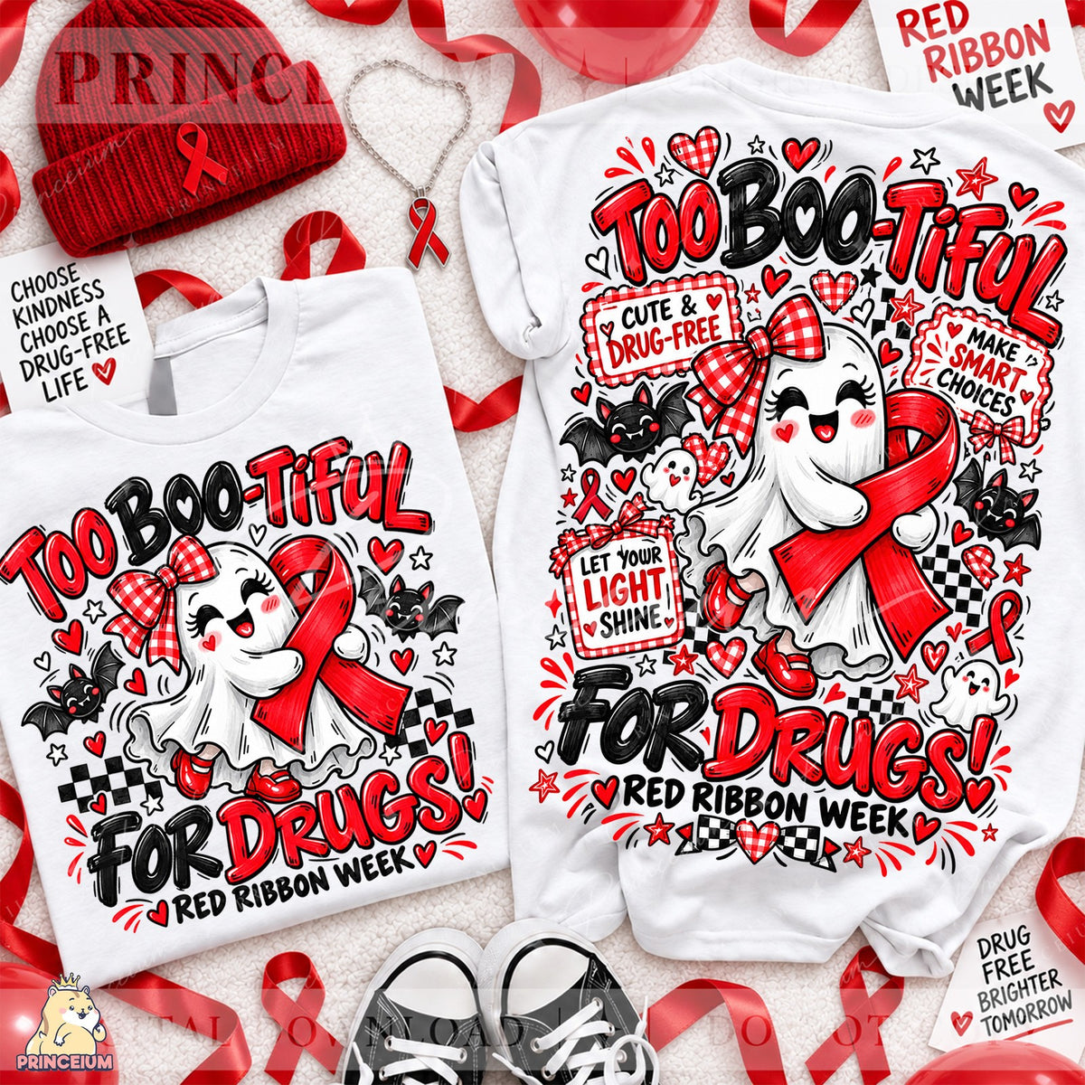 Too Boo-tiful For Drugs Front & Back Set