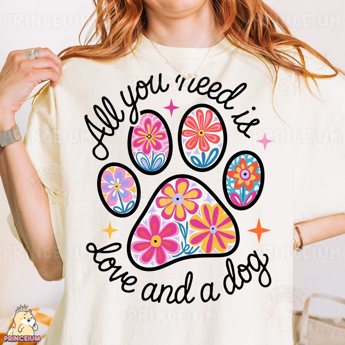 Floral Paw Love and a Dog