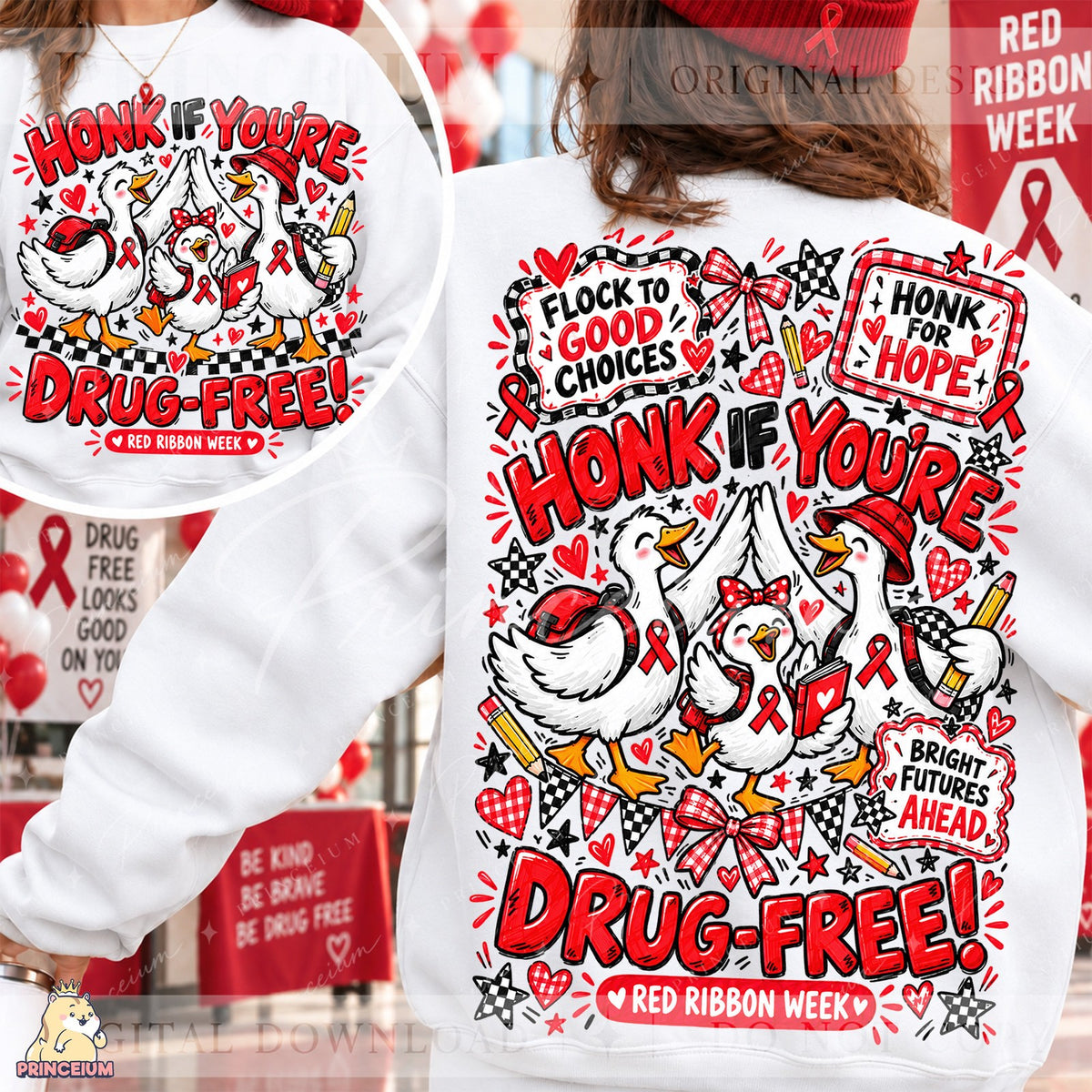 Honk If You’re Drug-Free Front & Back Set