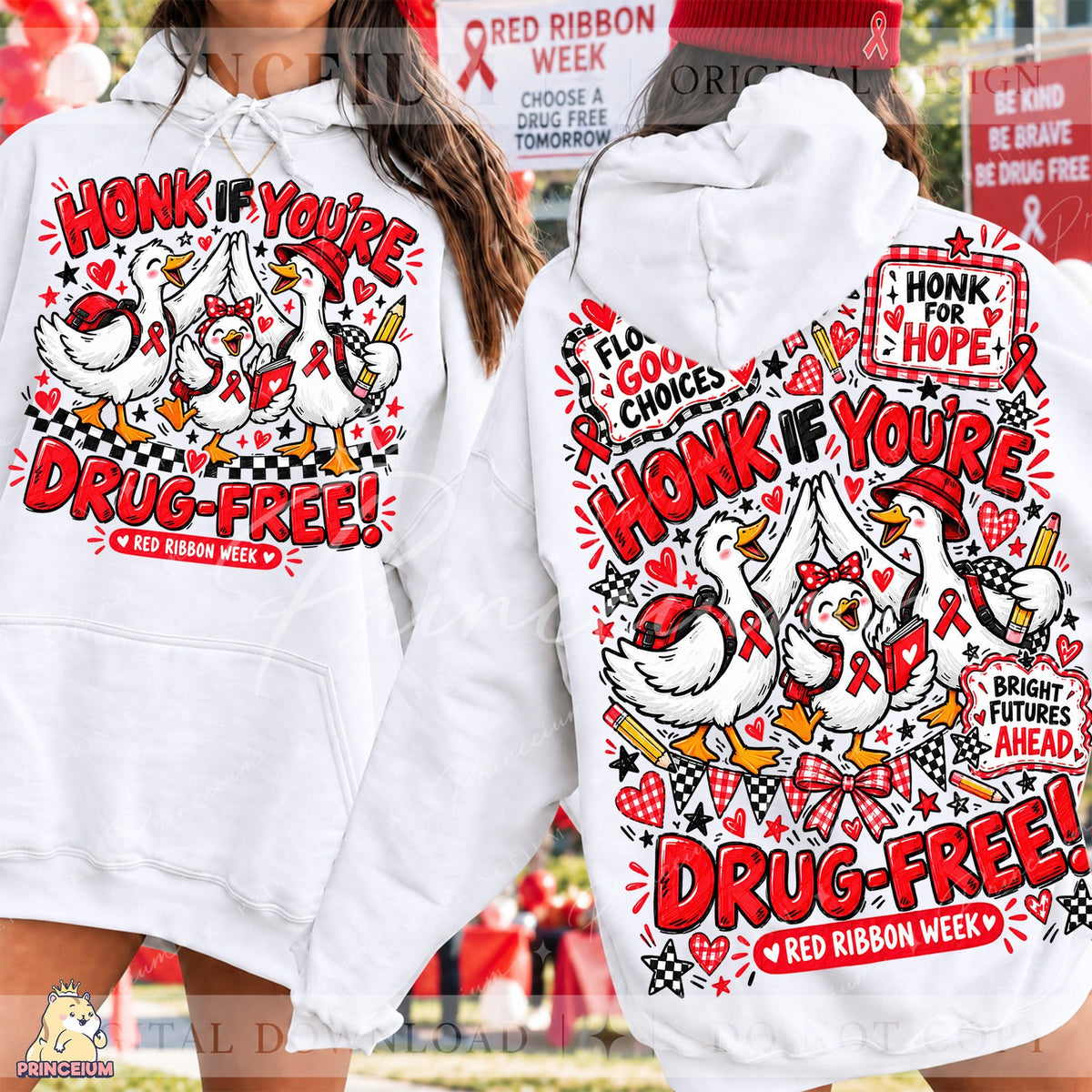 Honk If You’re Drug-Free Front & Back Set