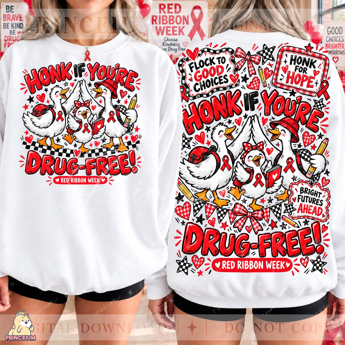 Honk If You’re Drug-Free Front & Back Set
