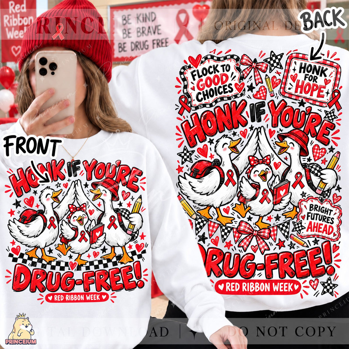 Honk If You’re Drug-Free Front & Back Set