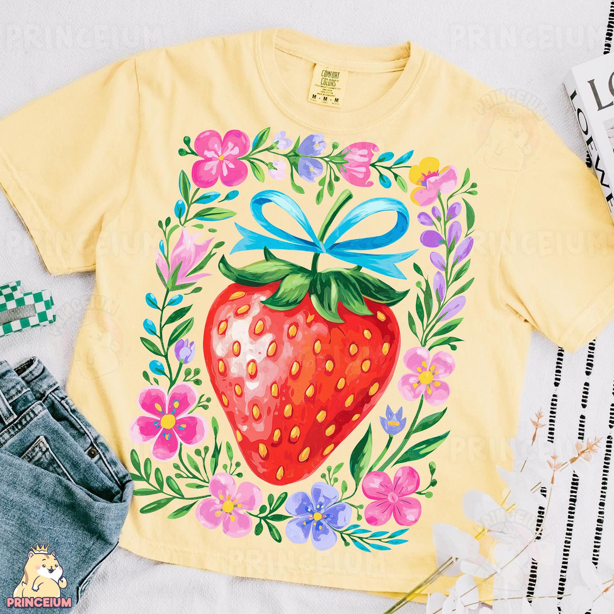 Coquette Strawberry with Blue Bow