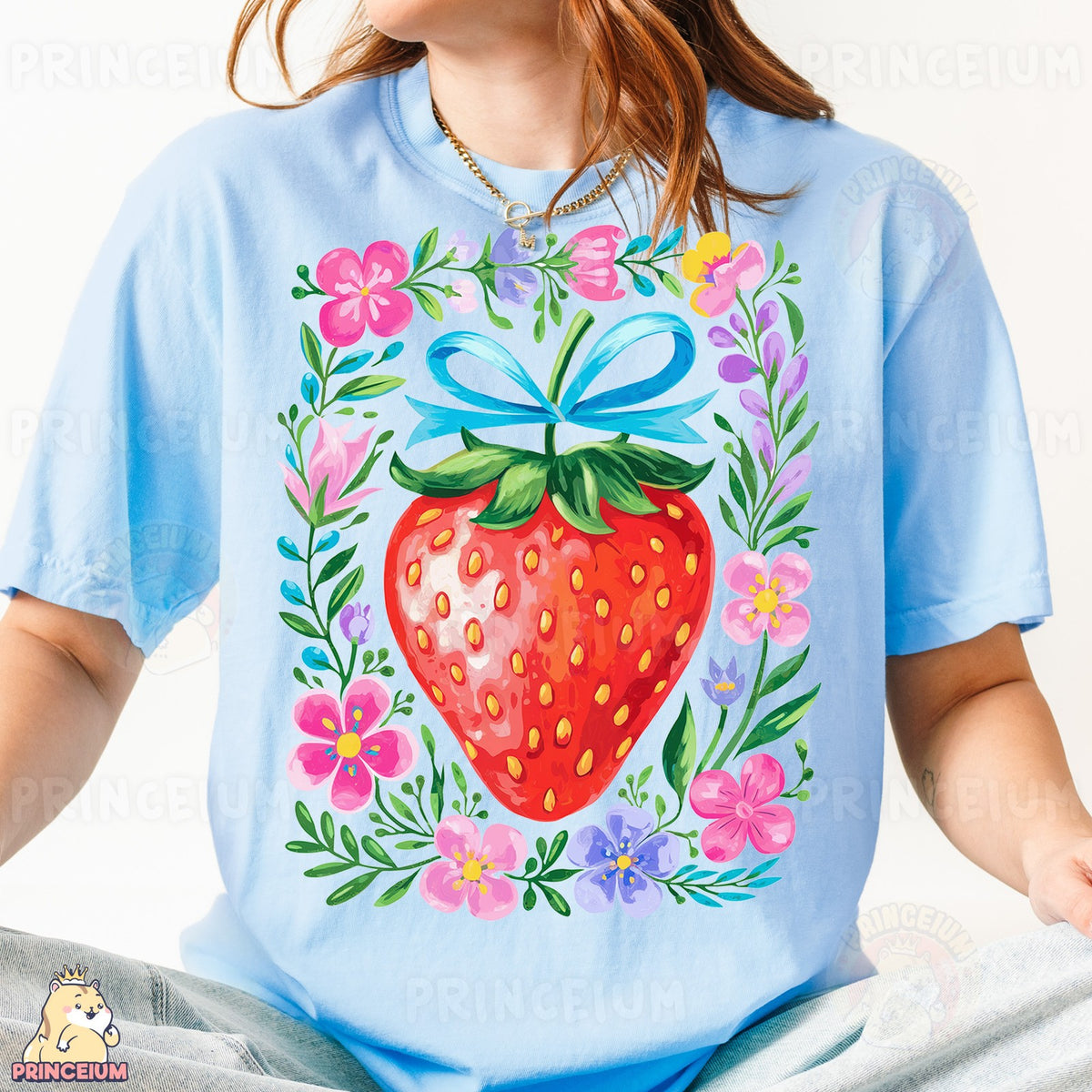 Coquette Strawberry with Blue Bow