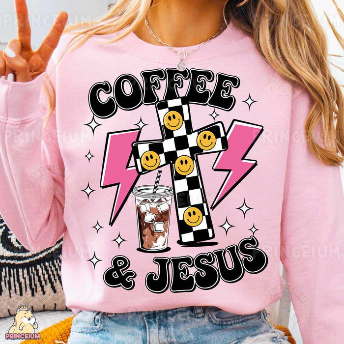 Coffee & Jesus Checkered Cross