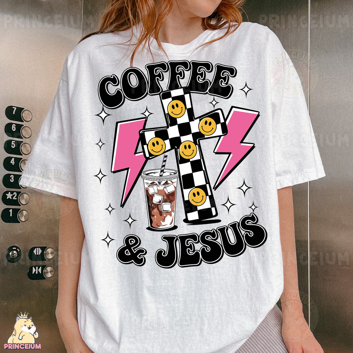 Coffee & Jesus Checkered Cross