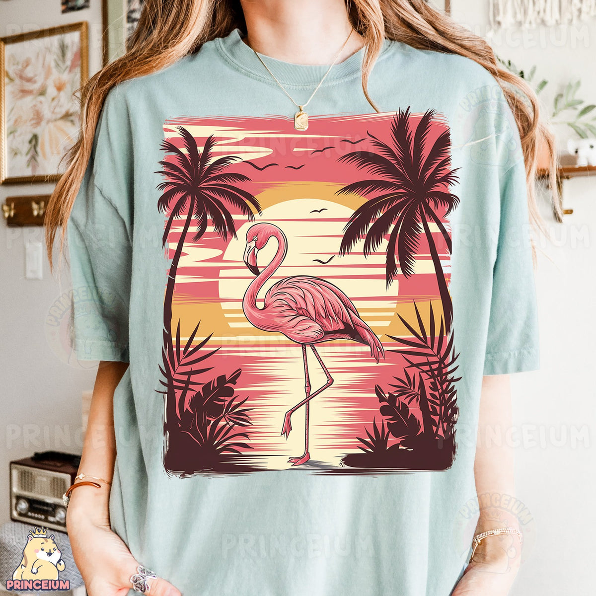 Retro Flamingo Sunset