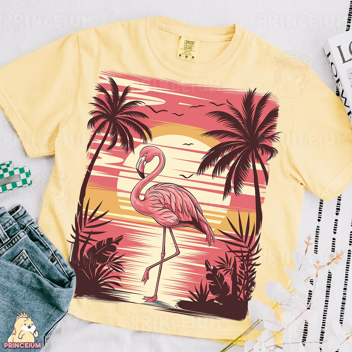Retro Flamingo Sunset
