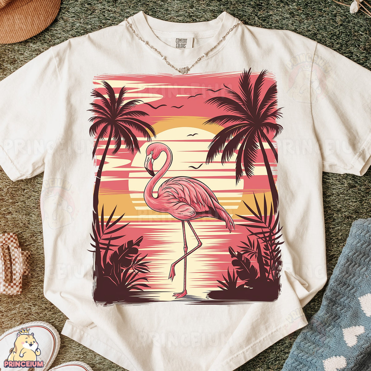 Retro Flamingo Sunset