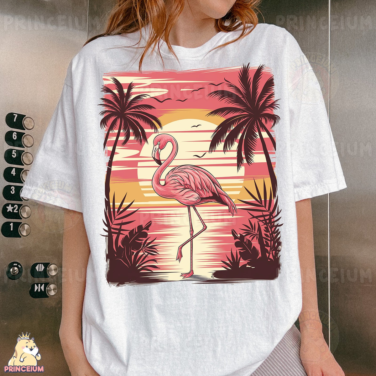 Retro Flamingo Sunset