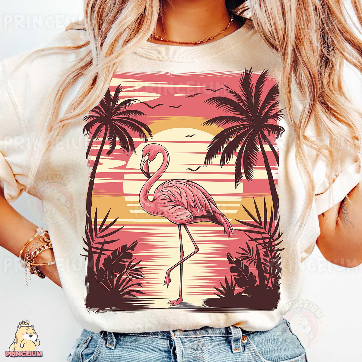 Retro Flamingo Sunset